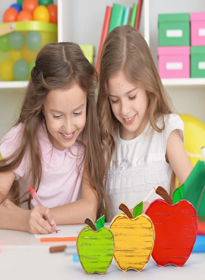 وولاين ديكور طاولة خشبي من Whaline للعودة إلى المدرسة، لافتات خشبية بتصميم تفاح عتيق، زينة طاولة ريفية عتيقة على شكل تفاح، مثالية لتزيين سطح الطاولة في اليوم الأول من المدرسة، أو في الفصل الدراسي، أو المكتب، أو سطح المكتب، 3 قطع - Image 5