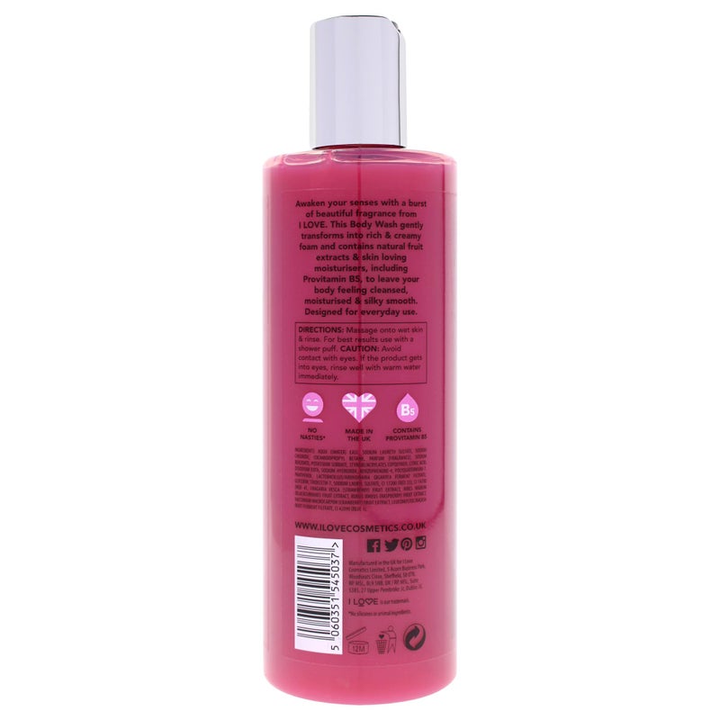 I Love Glazed Raspberry Scented Body Wash - Moisturizing Body Wash and Foaming Bubble Bath - Raspberry, Strawberry, and Vanilla Fragrance - 11.8 oz - Image 4