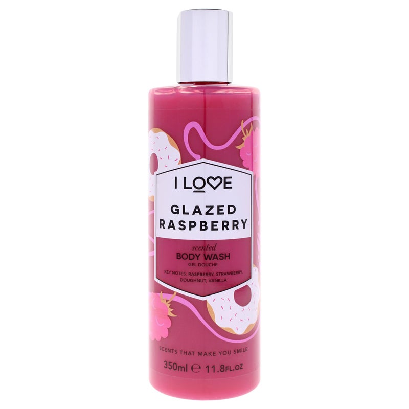 I Love Glazed Raspberry Scented Body Wash - Moisturizing Body Wash and Foaming Bubble Bath - Raspberry, Strawberry, and Vanilla Fragrance - 11.8 oz - Image 1