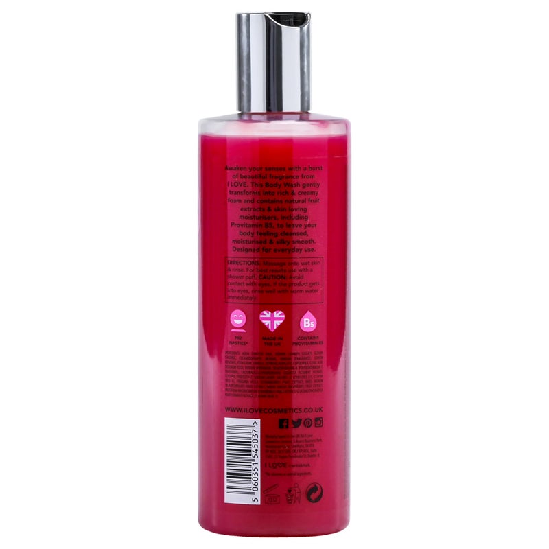 I Love Glazed Raspberry Scented Body Wash - Moisturizing Body Wash and Foaming Bubble Bath - Raspberry, Strawberry, and Vanilla Fragrance - 11.8 oz - Image 3