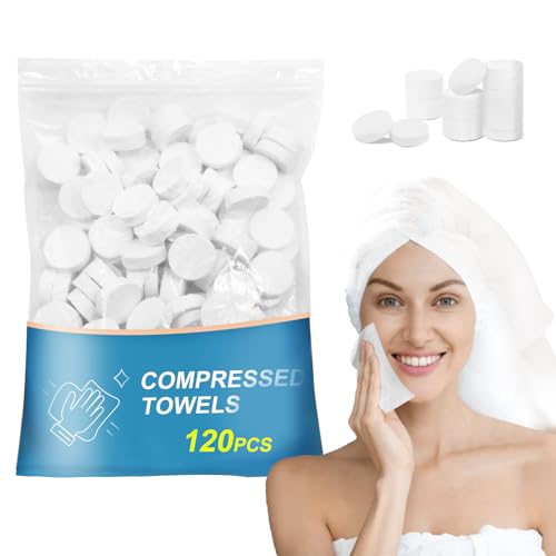 Lagincig 120 PCS Compressed Towels Bulk Coin Tissues Portable Mini Disposable Face Compressed Camping Towels for Travel Home Hotel and Outdoor Activities - Image 1