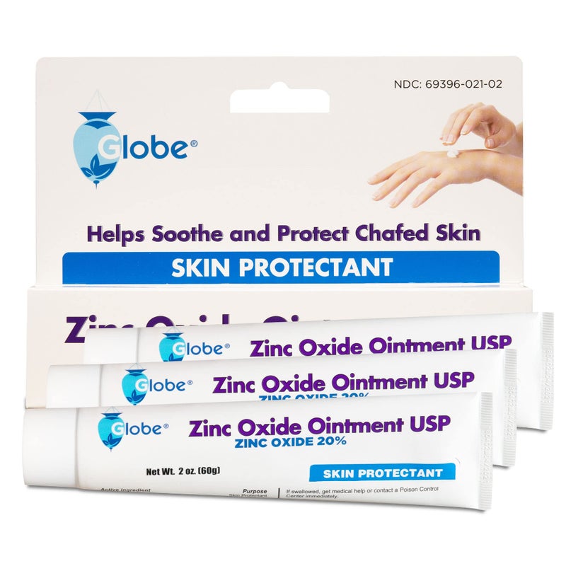 Globe (3 Pack) Zinc Oxide 20% Skin Protectant Barrier Ointment 2 oz Relieves, Treats and Prevents Minor Skin Irritations due to Diaper Rash. Helps Seal Out Wetness. Protects Chafed Skin. - Image 3