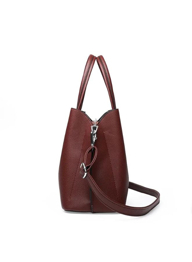 Elegant Shoulder Bags for Women Top-Handle Waterproof PU Leather Shoulder Bags, Burgundy - Image 2