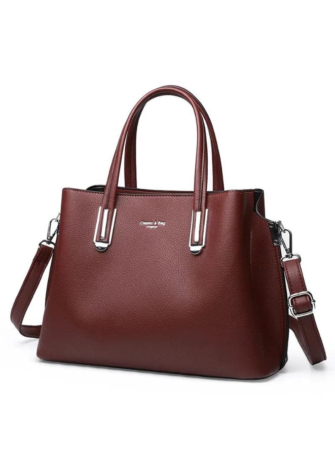 Elegant Shoulder Bags for Women Top-Handle Waterproof PU Leather Shoulder Bags, Burgundy - Image 1