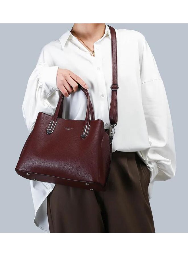 Elegant Shoulder Bags for Women Top-Handle Waterproof PU Leather Shoulder Bags, Burgundy - Image 5