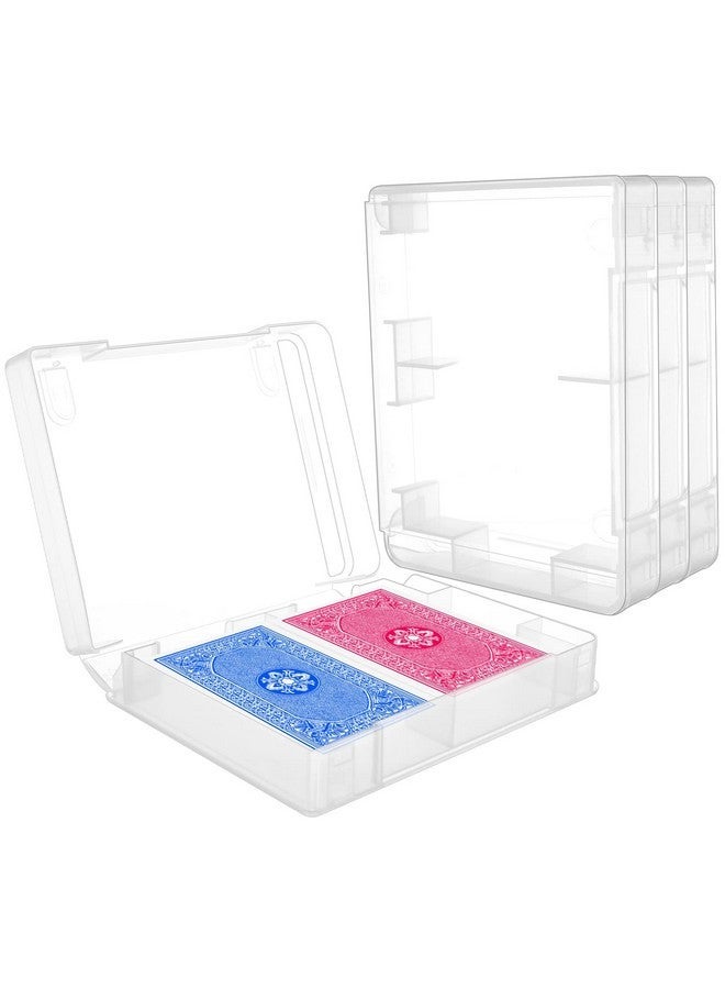 Xgood 4 PCS Plastic Playing Cards Boxes, Snaps Closed Empty Plastic Storage Box, 2 Decks Playing Card Case, Rectangle Playing Card Storage Clear Card Case for Business Trading Card Bridge Size Cards - Image 1