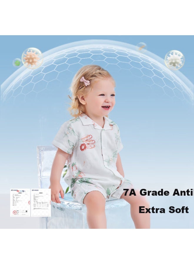 Beptides Beipes Mint Baby Romper Short Sleeve Summer Thin Breathable Bamboo Cotton Gauze Newborn Baby Pajamas - Image 1