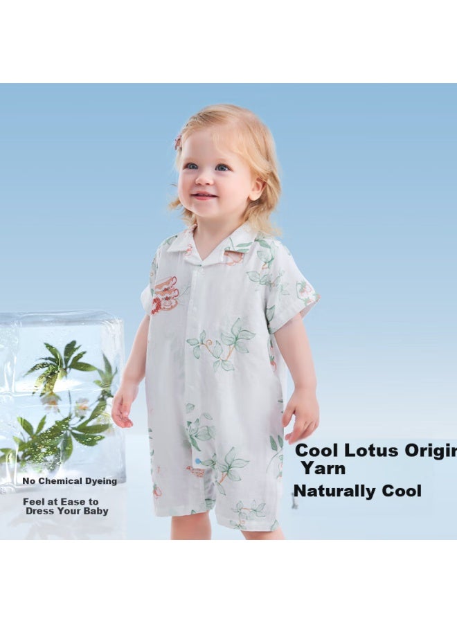 Beptides Beipes Mint Baby Romper Short Sleeve Summer Thin Breathable Bamboo Cotton Gauze Newborn Baby Pajamas - Image 3