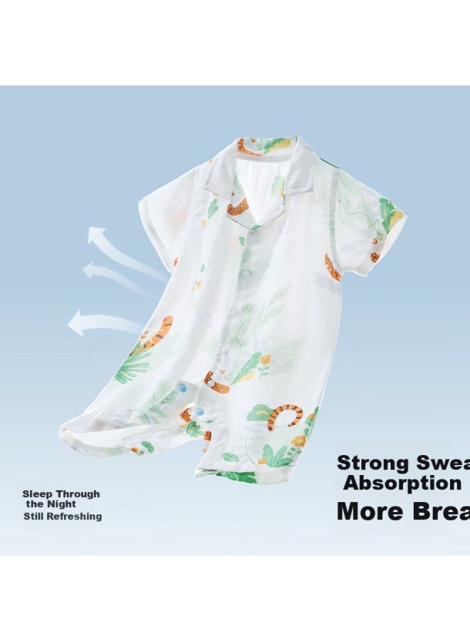 Beptides Beipes Mint Baby Romper Short Sleeve Summer Thin Breathable Bamboo Cotton Gauze Newborn Baby Pajamas - Image 2
