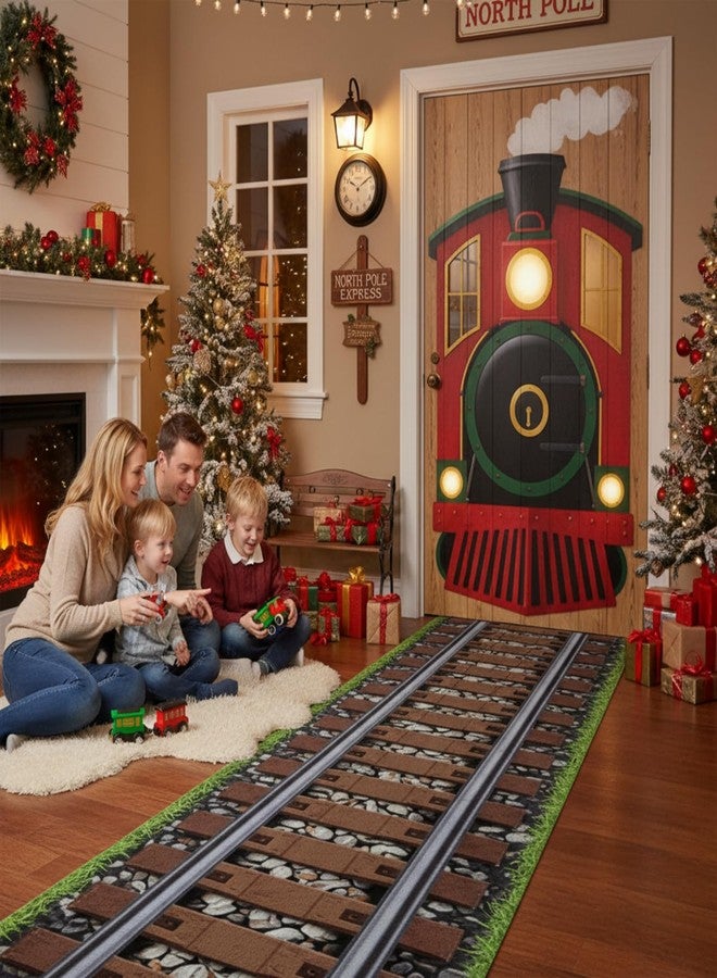 Haull 3 Pack 118 x 39 Inch Christmas Express Train Decorations Railroad Track Aisle Runner Wild West Train Party Tablecloth Table Cover Floor Runner for Christmas Birthday Supply - Image 4