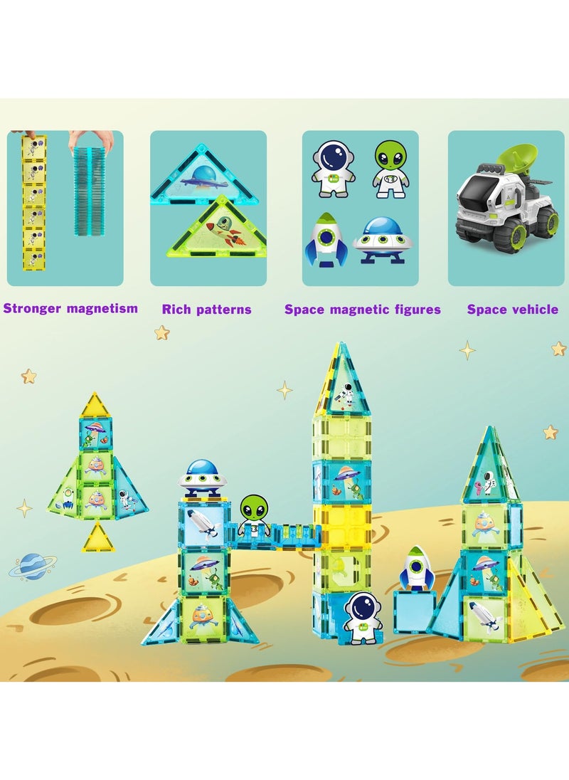 SYOSI Kids Magnetic Tiles Toys, Magnetic Tiles Building Block Set Magnet Tiles Educational Toy Space Adventure Learning Construction Magnetic Toys Set, for 3+ Year Old Boys and Girls  - Image 3
