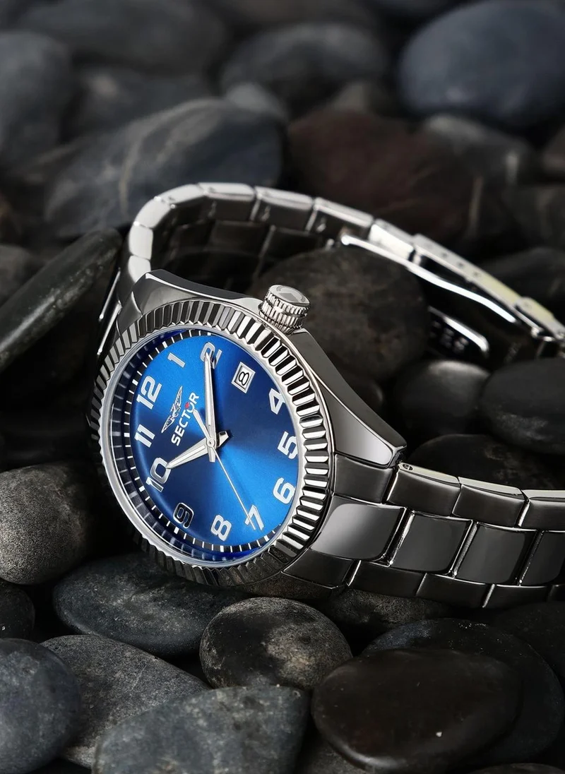 Sector 240 Collection Men's Analog Watch - Blue Dial, 39mm Metal Case, Silver Stainless Steel Bracelet, Quartz, 50M Water Resistant - R3253240019