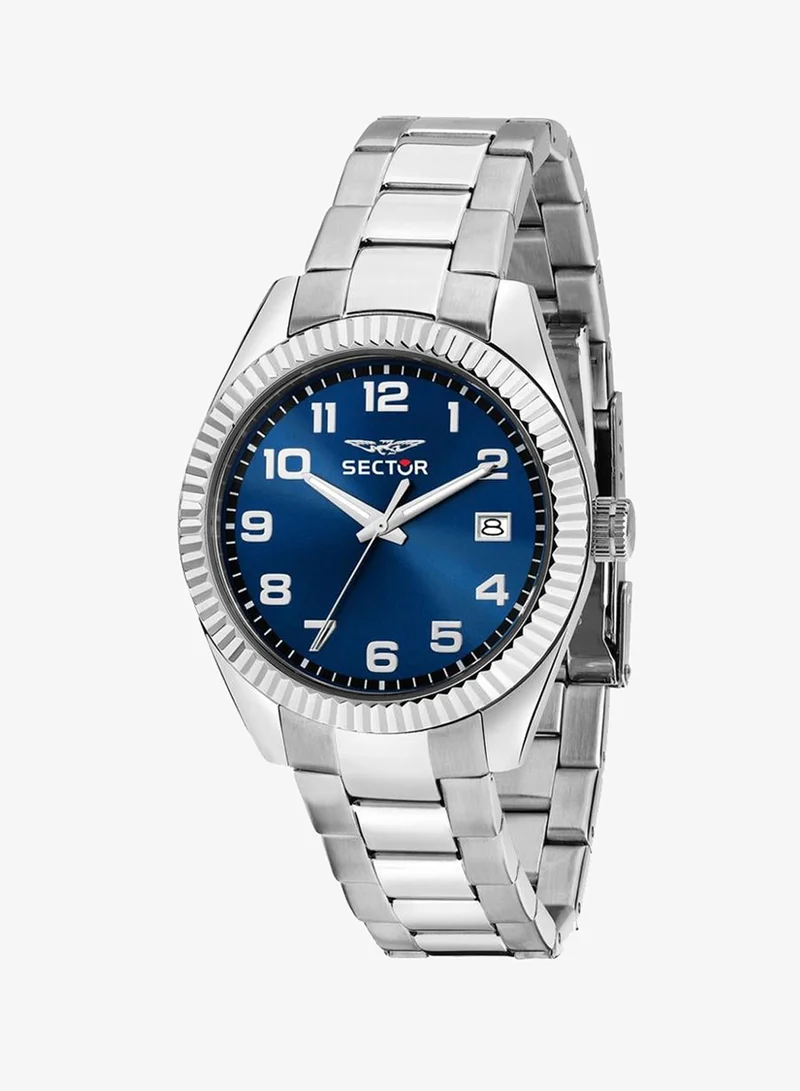 Sector 240 Collection Men's Analog Watch - Blue Dial, 39mm Metal Case, Silver Stainless Steel Bracelet, Quartz, 50M Water Resistant - R3253240019