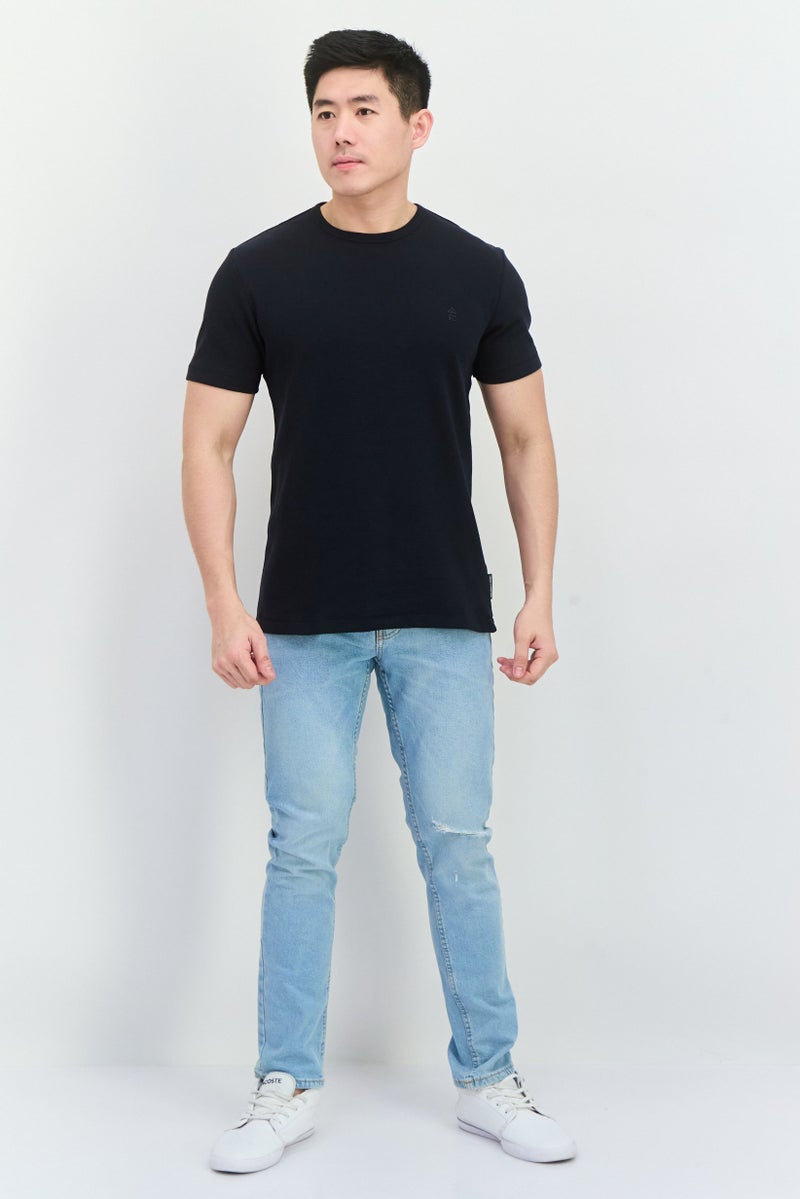 French Connection Men Crew Neck Short Sleeves Brand Logo T-Shirt, Dark Navy - Image 4