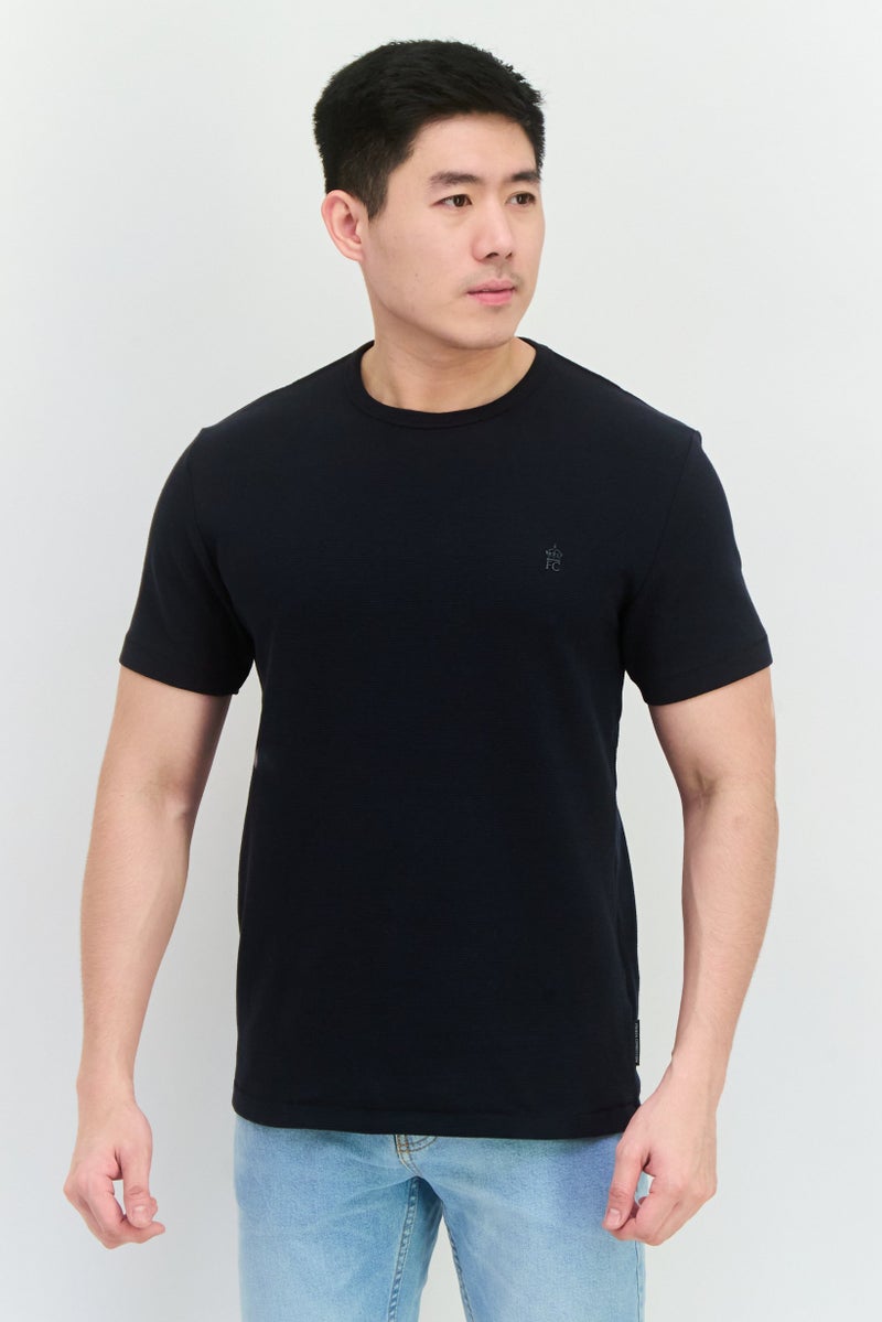 French Connection Men Crew Neck Short Sleeves Brand Logo T-Shirt, Dark Navy - Image 1