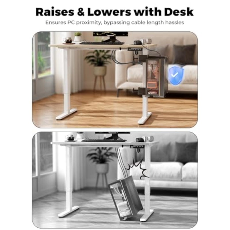 Under Desk PC Mount for Standing Desk: Clamp-On Desk Leg Computer Mount in Black, Aluminum Alloy, with Protective Arms and Adjustable CPU Holder for Up to 44lbs - Image 5