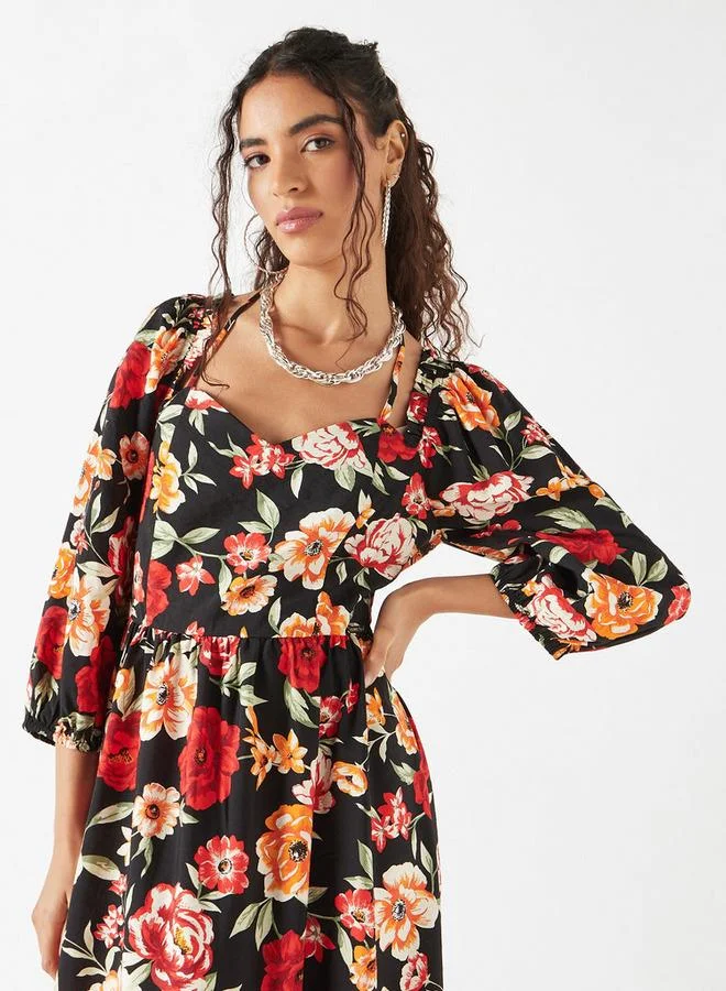 Lee Cooper Lee Cooper All-Over Floral Print A-Line Maxi Dress