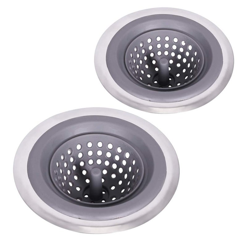 Ginbel Direct Stainless Silicone Kitchen Sink Drain Strainer 2 Pack Drain ProtectorPrevent Clogging Large Wide Rim 45 inch Diameter Tools Home Improvement Gray