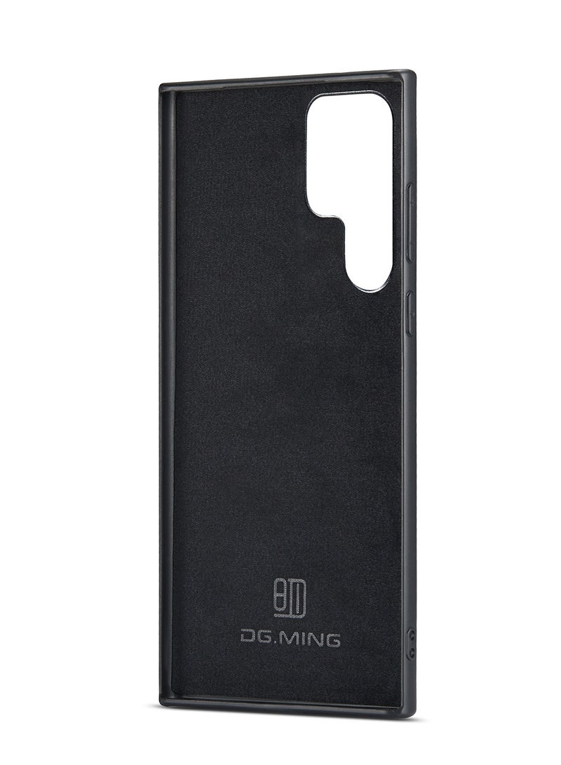 DGMING Wallet Case for Samsung Galaxy S22 Ultra, DG.MING Premium Leather Phone Case Back Cover Magnetic Detachable with Trifold Wallet Card Holder Pocket (Brown) - Image 4