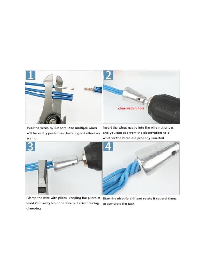 promass Wire Twisting Stripping Tools 6mm Hex Shank Cable Wire Stripper and Twister Wire Nut Twister Spin Twist Wire Connector Socket for Electrical Power Drill Drivers