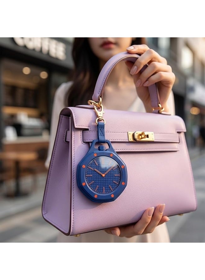 BlueFire Octagonal Designer Mechanical Pocket Watch for Women | Teal Textured Dial with Pink Subdial | Hand-Wound Pendant Watch with Detachable Leather Lanyard | Artistic Bioceramic Finish & Luminous Display | Fashion Statement Gift for Her - Image 3