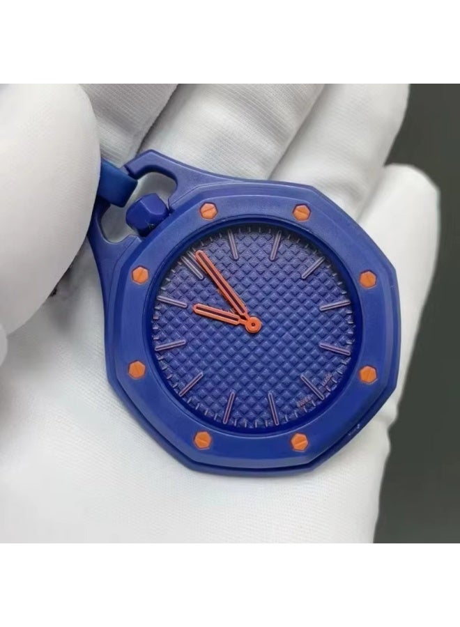 BlueFire Octagonal Designer Mechanical Pocket Watch for Women | Teal Textured Dial with Pink Subdial | Hand-Wound Pendant Watch with Detachable Leather Lanyard | Artistic Bioceramic Finish & Luminous Display | Fashion Statement Gift for Her - Image 1