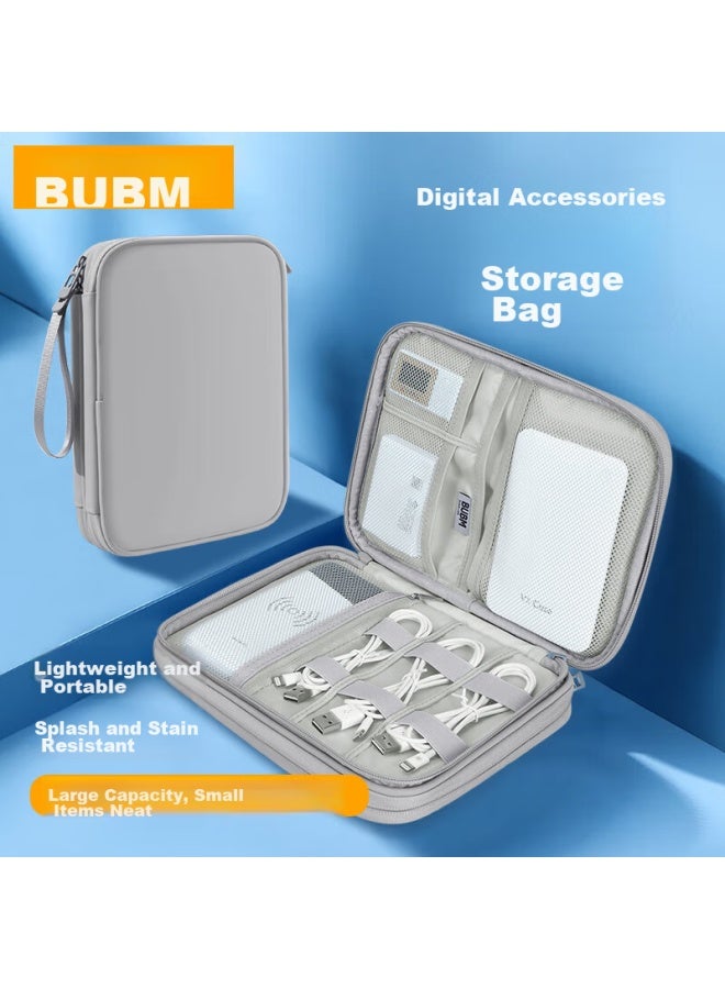 Bubm Cable Storage Pouch For Digital 3C Accessories, Charging Cables, Power Cords, Travel Organizer Bag, Large Double-Layer - Image 1