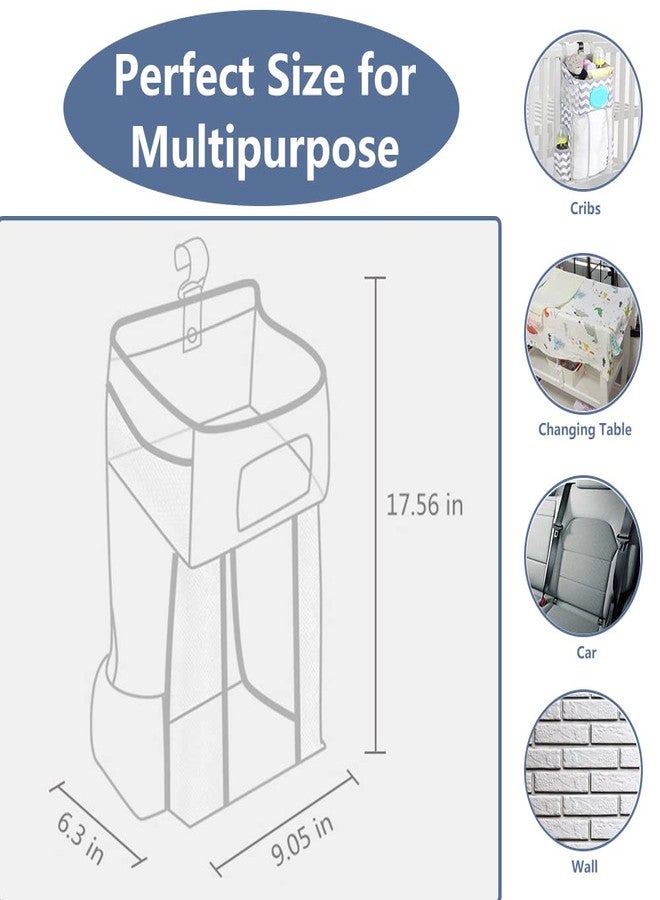 TOFOAN Hanging Diaper Caddy, Baby Bed Hanging Organizer, Nursery Organization Baby Diaper Holder, Diaper Stacker Storage for Crib, Playard, Changing Table or Wall (Gray&White) - Image 5