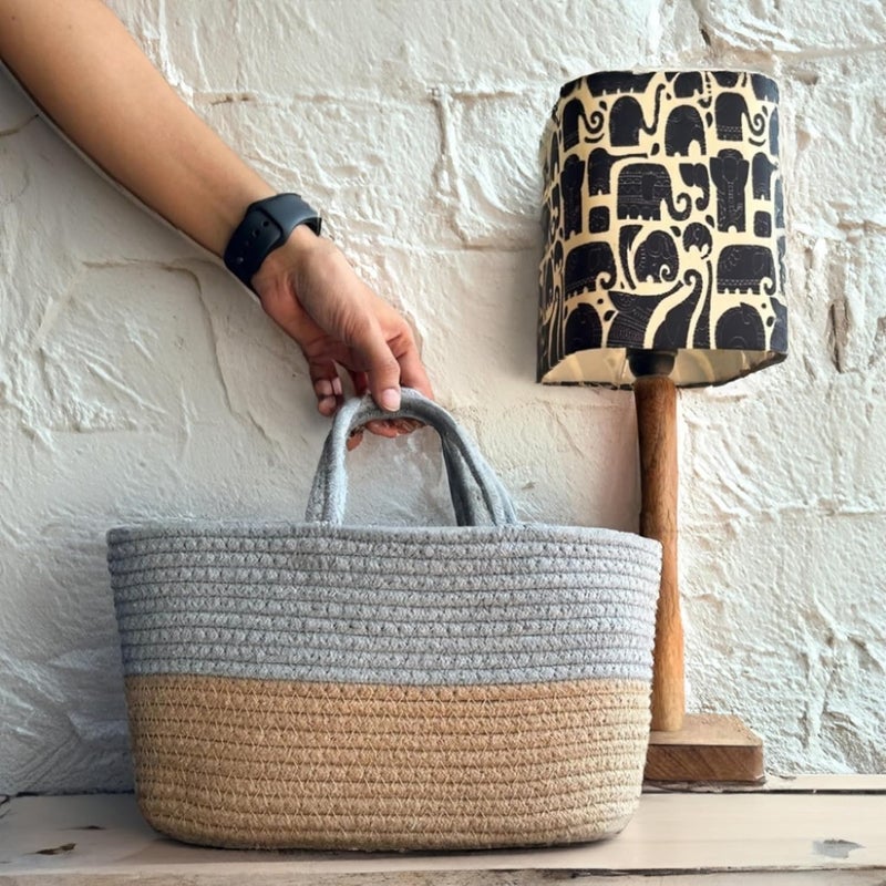JASMEY HOMES JASMEY HOMES EcoFriendly Foldable Baskets for Storage Gift Hamper For Diwali Holi Navratri Twin Tone Grey 1 - Image 1