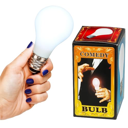 MilesMagic Magician's Comedy Magic Lamp LED Glow in Hand | Touch Model Gimmick with Magnetic Ring and Battery Light Push Bulb for Street or Stage Magic Trick, White - Image 1