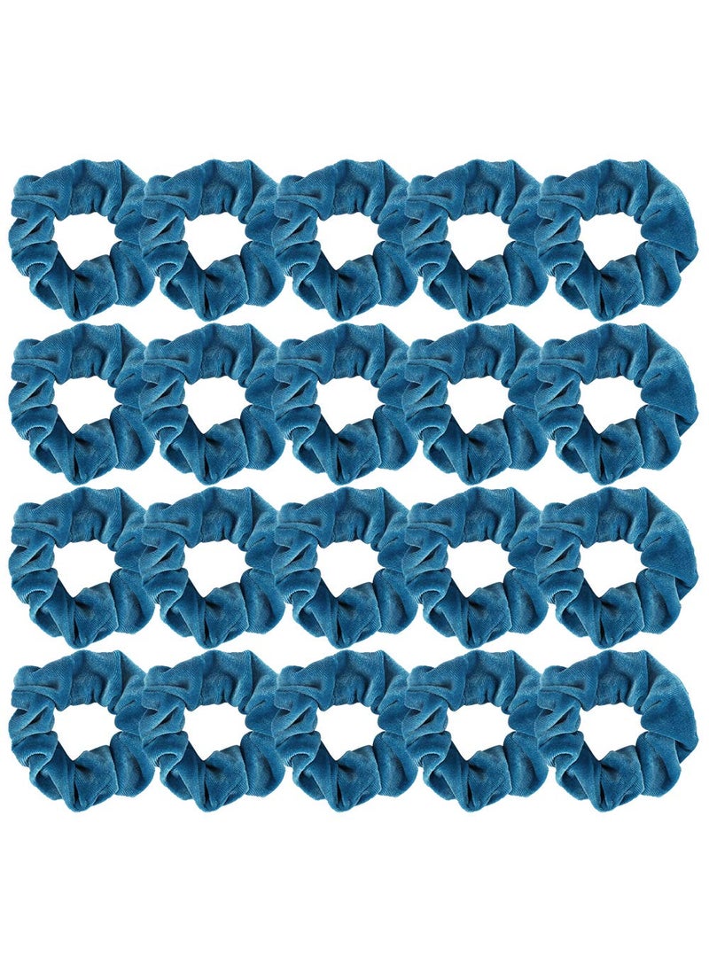 Didder - 20 Pcs Hair Scrunchies Didder Velvet Elastics Scrunchy Hair Ties Blue Soft Scrunchie Bobbles Ropes Scrunchie Solid color Hair Bands for Women Girls - Image 1