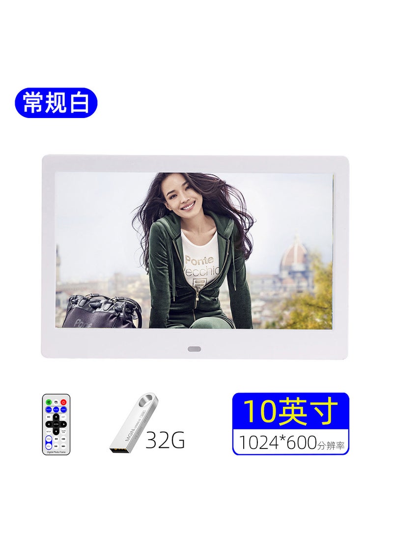 Generic 10 HD Digital Photo Frame Video Calendar Music Player10 inch white 32GU disk resolution 1024*600 10 inch white 32GU disk resolution 1024*600 