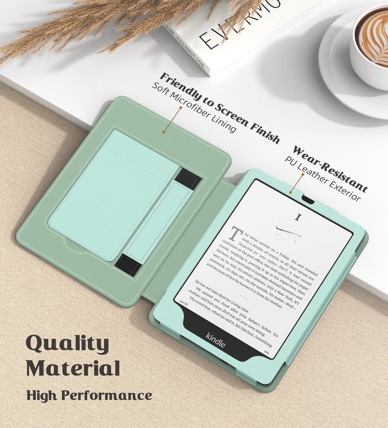 MoKo Case for 7"/6.8" Kindle Paperwhite(12th/11th Generation-2024/2021) and Kindle Paperwhite Signature Edition, Slim PU Shell Cover Case with Auto-Wake/Sleep for Kindle Paperwhite 2024, Agave Green - Image 4
