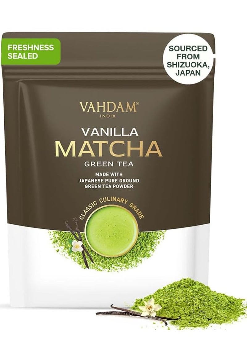 Vahdam Vanilla Matcha Green Tea Powder 50g Japanese Matcha Natural Vanilla Superfood Blend 137x Antioxidants Brew 25 Cups - Image 1