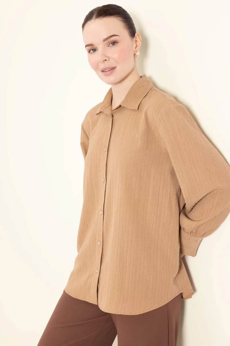 ديفاكتو Regular Fit Shirt Collar Long Sleeve Tunic