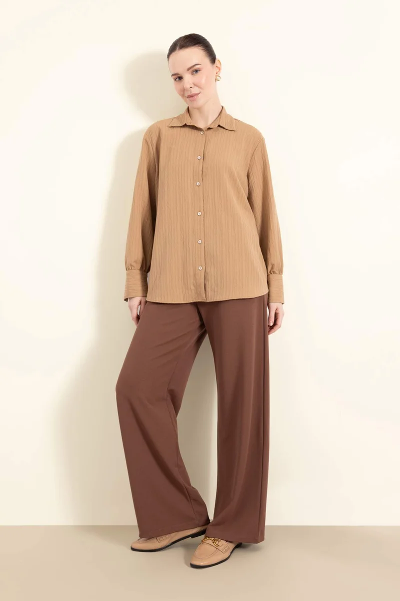 ديفاكتو Regular Fit Shirt Collar Long Sleeve Tunic