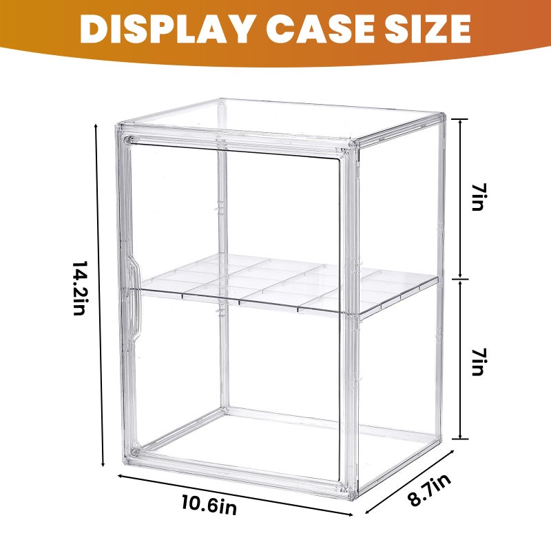 ToBeAce 2 Pack Acrylic Display Case Compatible with Labubu POP MART, Clear Hobby Figure Display Case with Magnetic Door Stackable Storage Box Shelf Showcase for Funko Pop MART Labubu Doll Collectibles, Large - Image 2