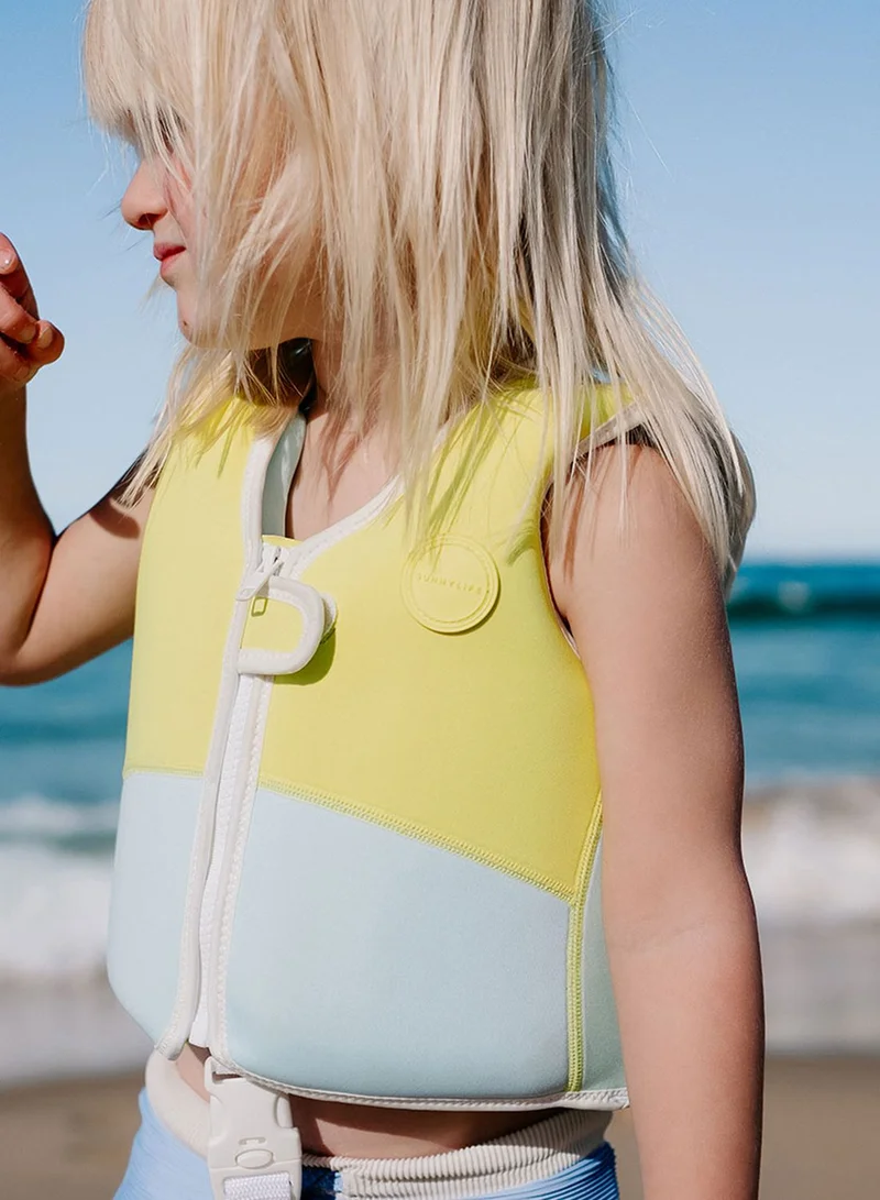 SUNNY LIFE Salty The Shark Swim Vest 3-6 Aqua Neon Yellow