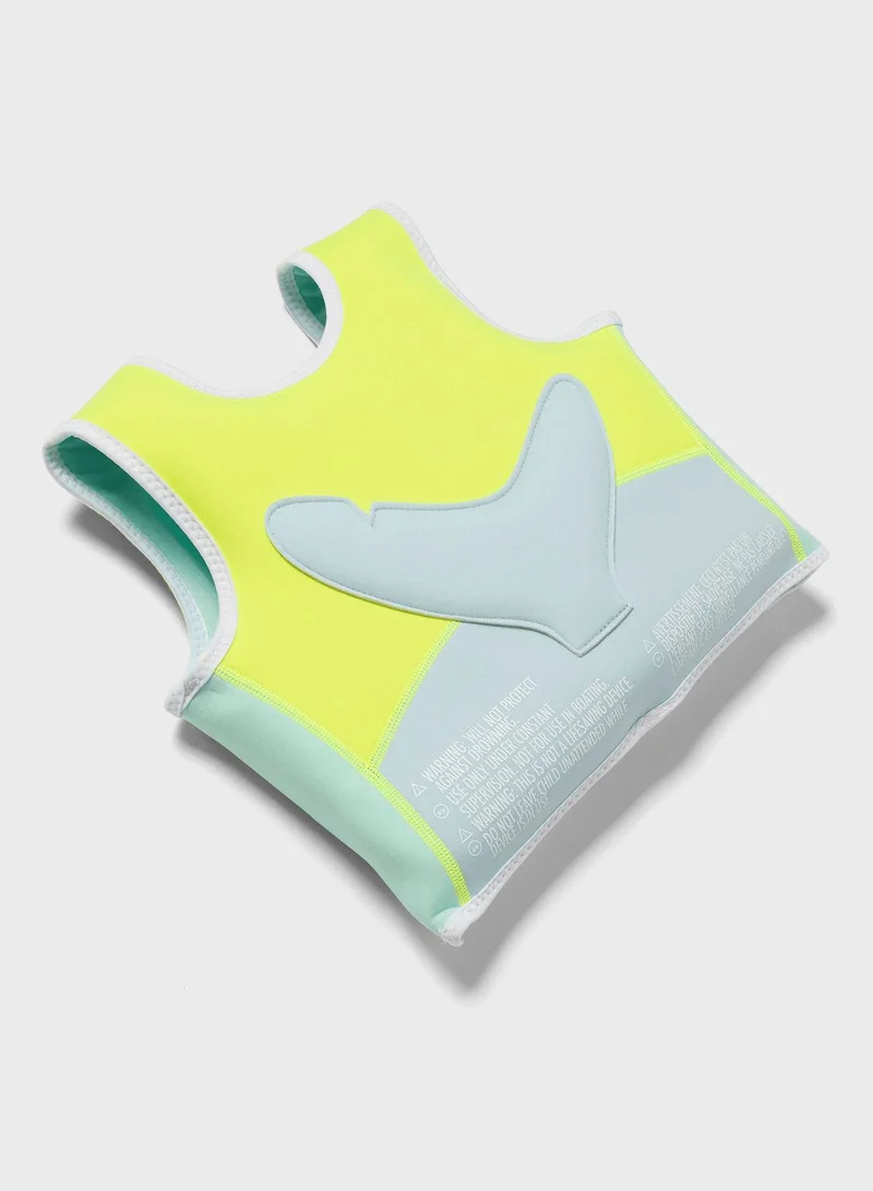 SUNNY LIFE Salty The Shark Swim Vest 3-6 Aqua Neon Yellow