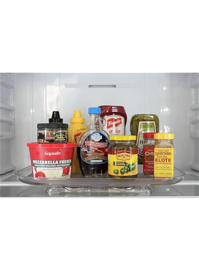 HOOKOR Lazy Susan Turntable Organizer for Fridge, Refrigerator, Rectangle Lazy Susan Spice Rack for Cabinet, Pantry, Countertop, Vanity, Fridge Organization and Storage, Clear - Image 3