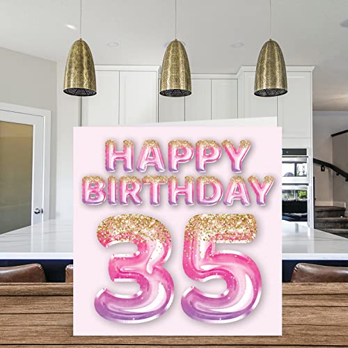 Stuff4 35th Birthday Card for Women - Pink & Purple Glitter Balloons - Happy Birthday Cards for 35 Year Old Woman Friend Sister Mom Auntie, 5.7 x 5.7 Inch Thirty-Five Thirty-Fifth Bday Greeting Cards Gift - Image 3