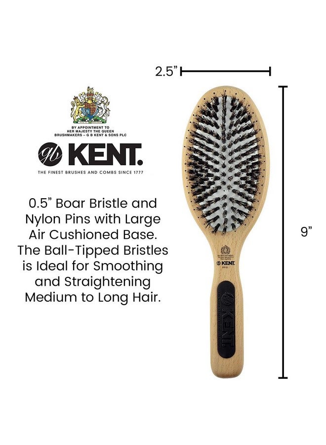 KENT فرشاة فك تشابك كبيرة Pf01 بشعيرات خنزير ونايلون غير مخدش لتنعيم الشعر واستقامته. فرشاة فك تشابك خشبية بيضاوية للشعر المتوسط إلى الطويل مصنوعة في إنجلترا - Image 3