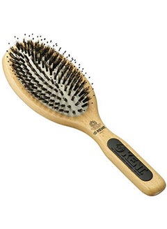 KENT Pf01 Large Cushion Detangler Brush Boar Bristle And Nonscratch Nylon Mix Hairbrush For Straightening Smoothing. Oval Wood Paddle Detangling Hair Brush For Medium To Long Hair Made In England  - Image 1