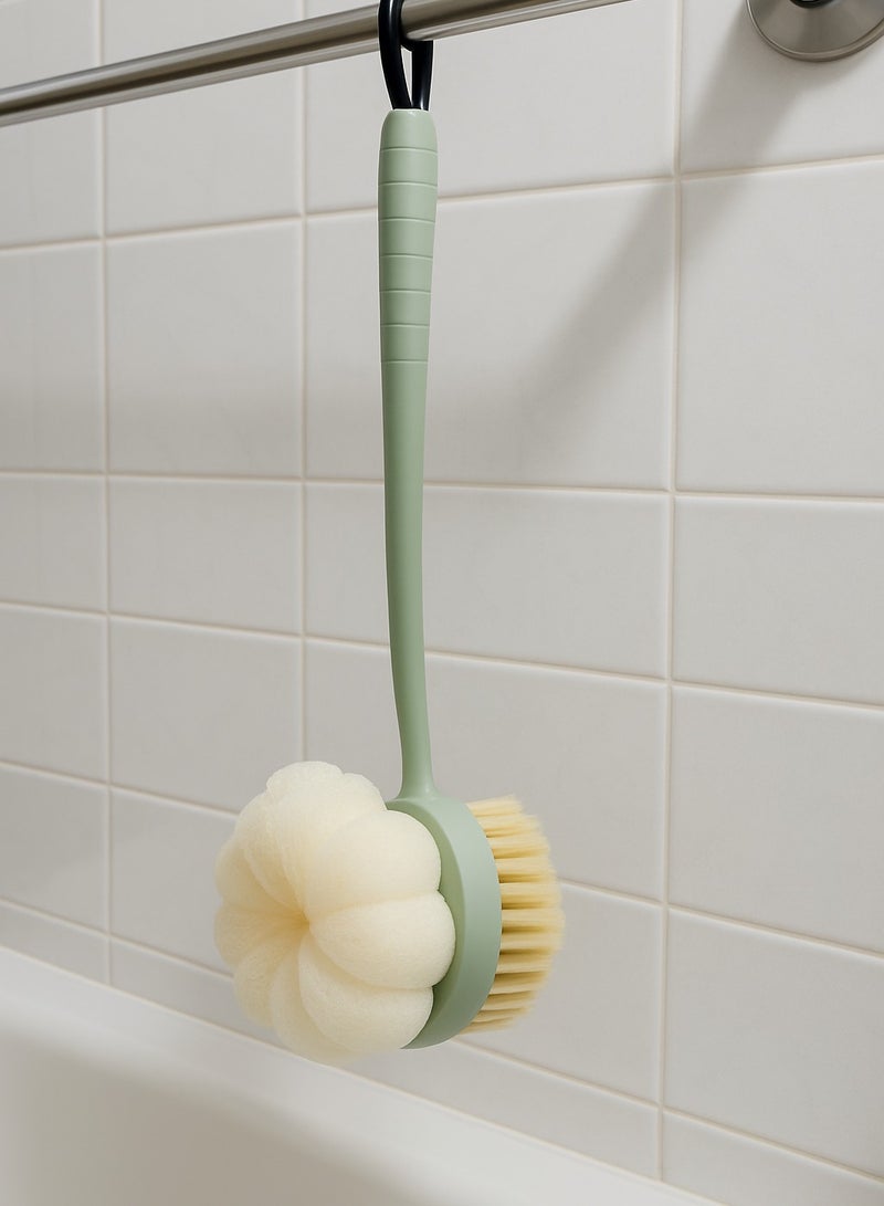 زوبا فرشاة غسيل جسم واسفنجة ناعمة 2 في 1 للاستحمام، بمقبض طويل-متعدد الالوان تنظيف عميق وراحة لبشرتك-6785 - Image 1