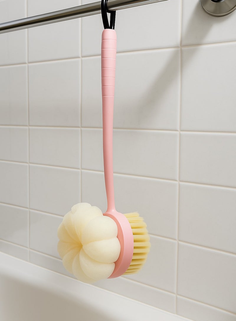 زوبا فرشاة غسيل جسم واسفنجة ناعمة 2 في 1 للاستحمام، بمقبض طويل-متعدد الالوان تنظيف عميق وراحة لبشرتك-6785 - Image 2