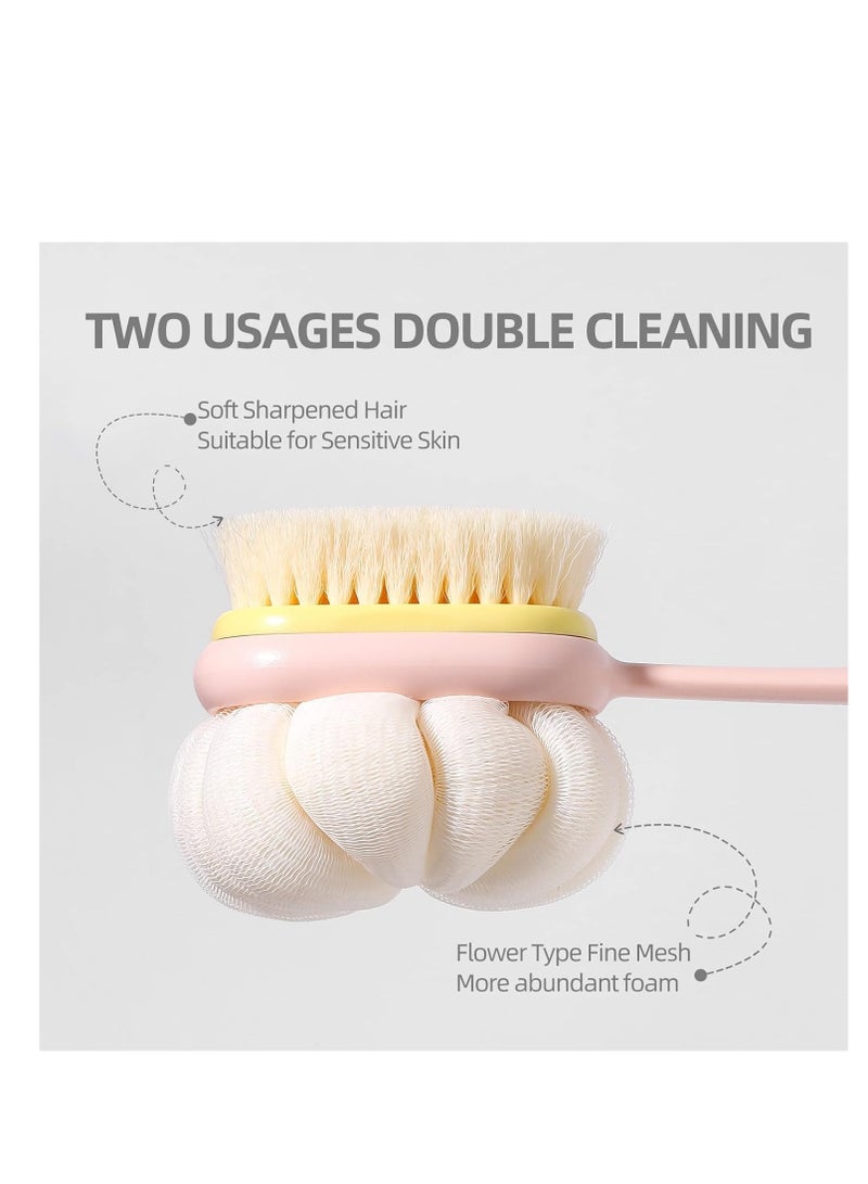 زوبا فرشاة غسيل جسم واسفنجة ناعمة 2 في 1 للاستحمام، بمقبض طويل-متعدد الالوان تنظيف عميق وراحة لبشرتك-6785 - Image 3