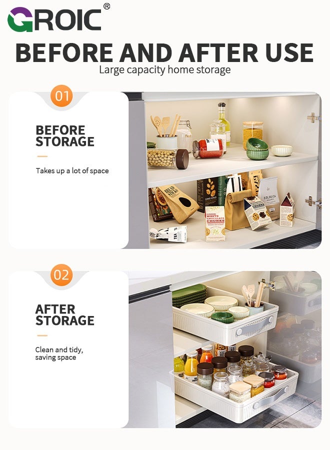 GROIC 1 PC Pull Out Cabinet Organizer, Under Sink Organizer Drawer Type Storage Cabinet Shelf, Sliding Cabinet Basket for Kitchen, Bathroom  - Image 3