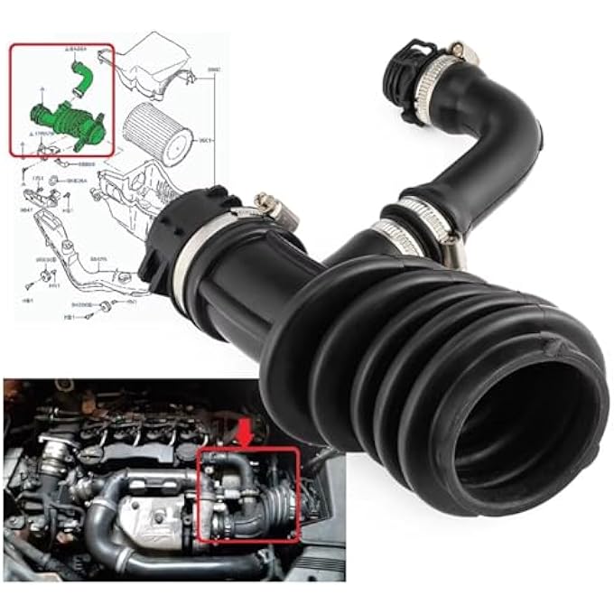 CHEFRU Air Intake Tube Hose Compatible With Focus Mk2 2004-2012 For C-max 2003-2007 Engine Air Filter Flow Intake Hose Pipe 7M519A673EJ 1673571 - Image 5