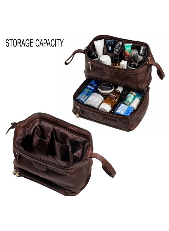 cuero Leather Unisex Toiletry Bag Travel Dopp Kit Grooming and Shaving Kit ~ for Men Women (brown) - Image 4