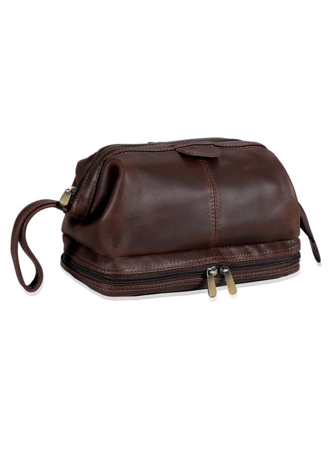 cuero Leather Unisex Toiletry Bag Travel Dopp Kit Grooming and Shaving Kit ~ for Men Women (brown) - Image 1